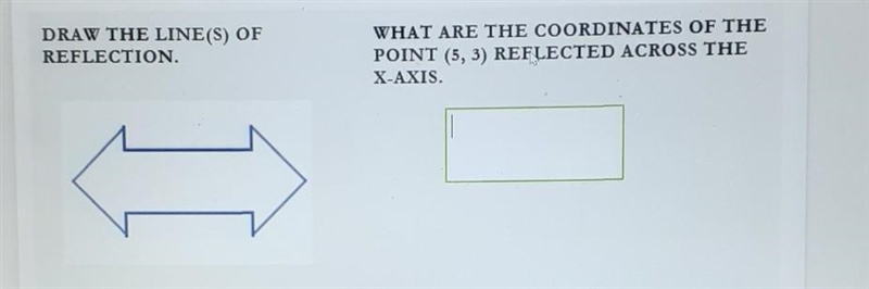 What are the coordinates of the point (5,3) reflected across the X-Axis-example-1