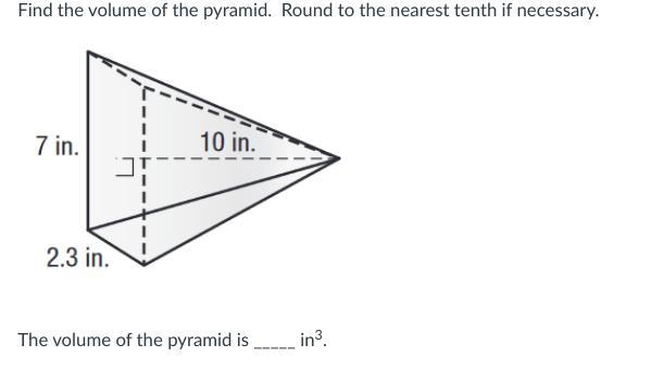 Find the volume of the pyramid. Round to the nearest tenth if necessary.-example-1