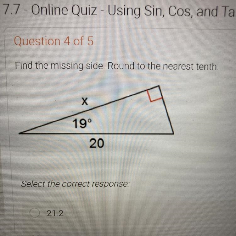 4/5 HELP! Find the missing side. Round to the nearest tenth-example-1