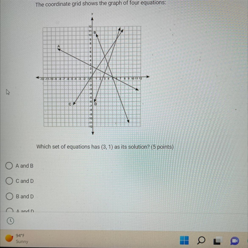 Which set of equations has 3, 1 as its solution-example-1