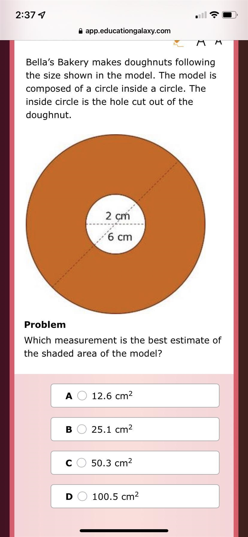 What is the best estimate of the shaded area of the model in the picture? Use 3 for-example-1