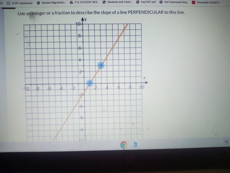 Use an integer or a fraction to describe the slope of a perpendicular To this line-example-1