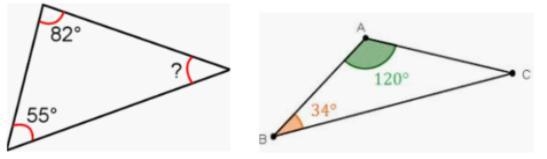 Find the missing angle measure for the triangles below.-example-1