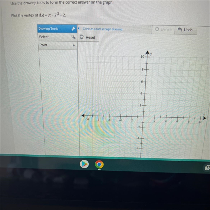 Use the drawing tools to form the correct answer on the graph. Plot the vertex of-example-1