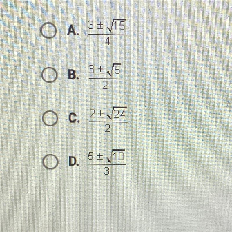 Use the quadratic formula to find the solutions to the equation. x2-3x+ 1 = 0-example-1