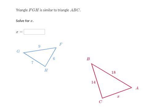 Triangle FGH is similar to triangle A B C-example-1