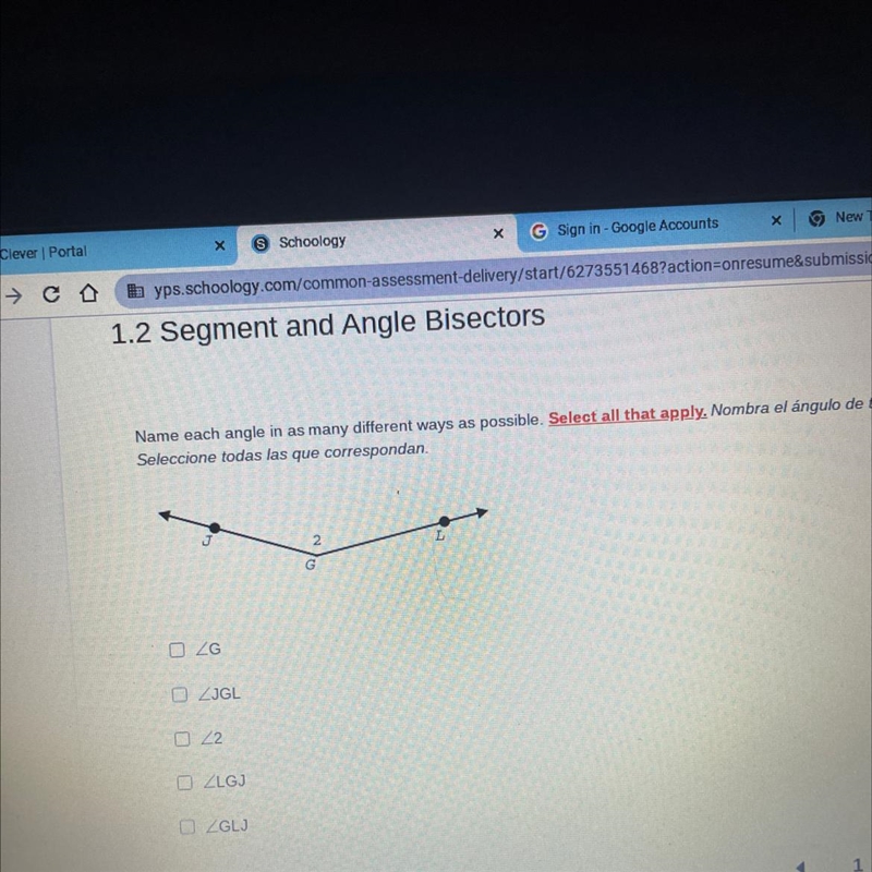 Name the angle in as many different ways as possible.-example-1