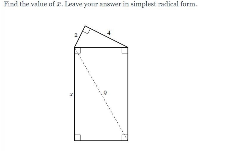 Can someone help me? please and thank you. Find the value of x. Leave your answer-example-1