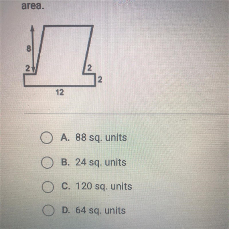 The composite figure is made up of a parallelogram and a rectangle. Find the area-example-1