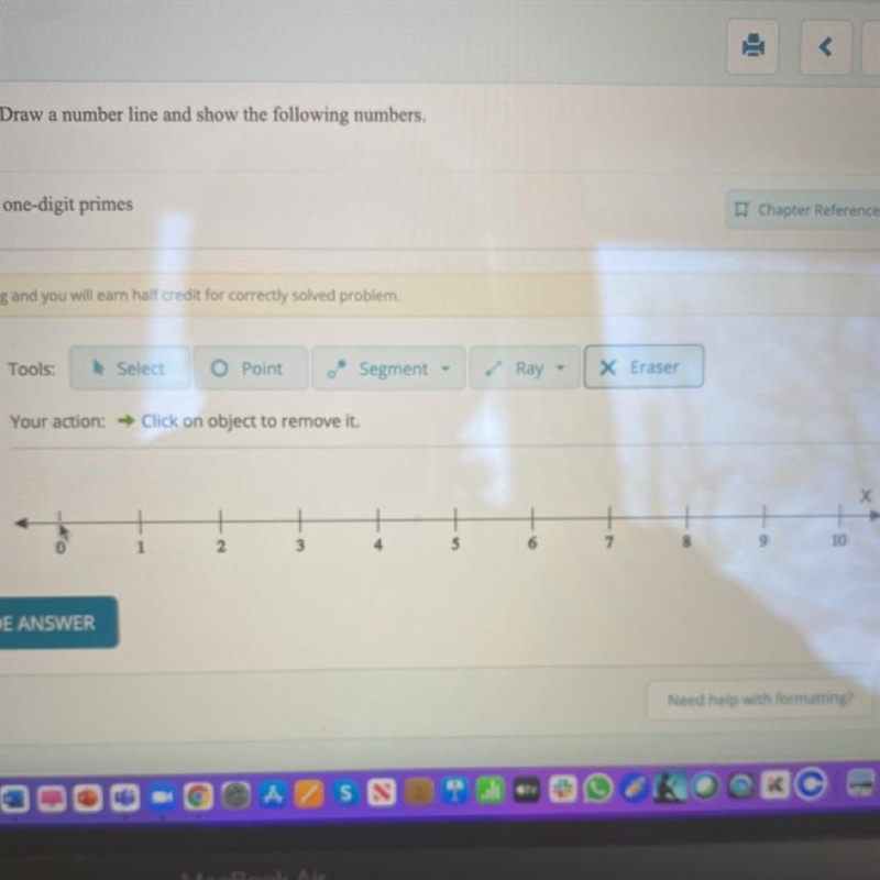 Draw a number line and show the following numbers. one-digit primes-example-1