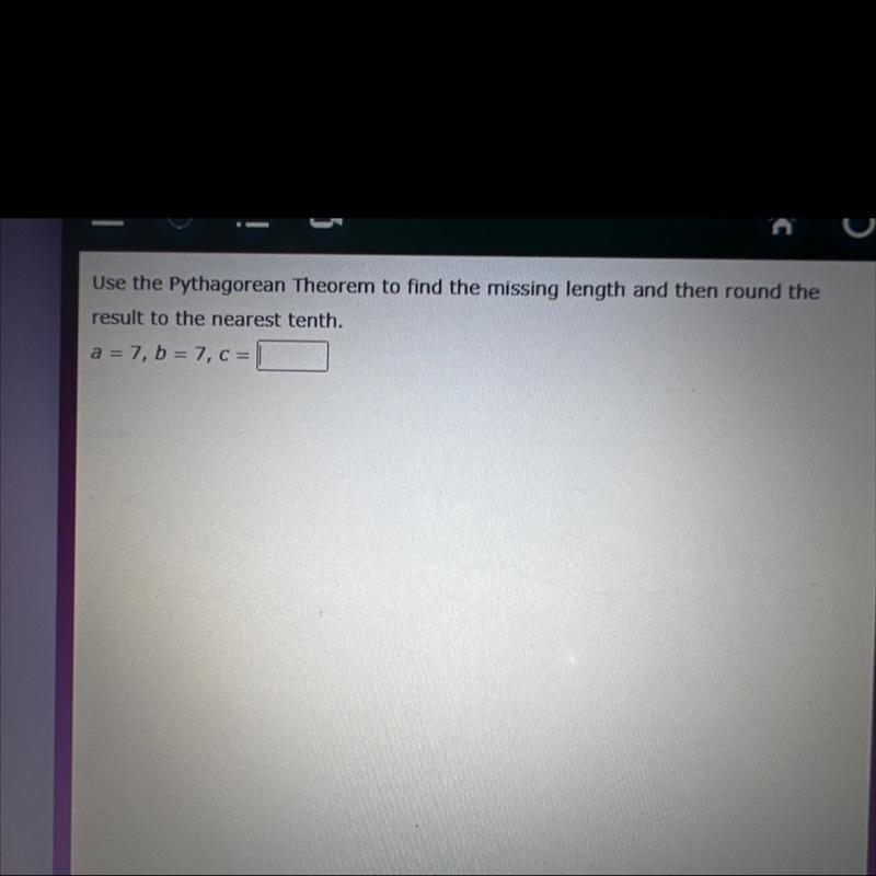 Use the Pythagorean Theorem to find the missing length and then round the result to-example-1