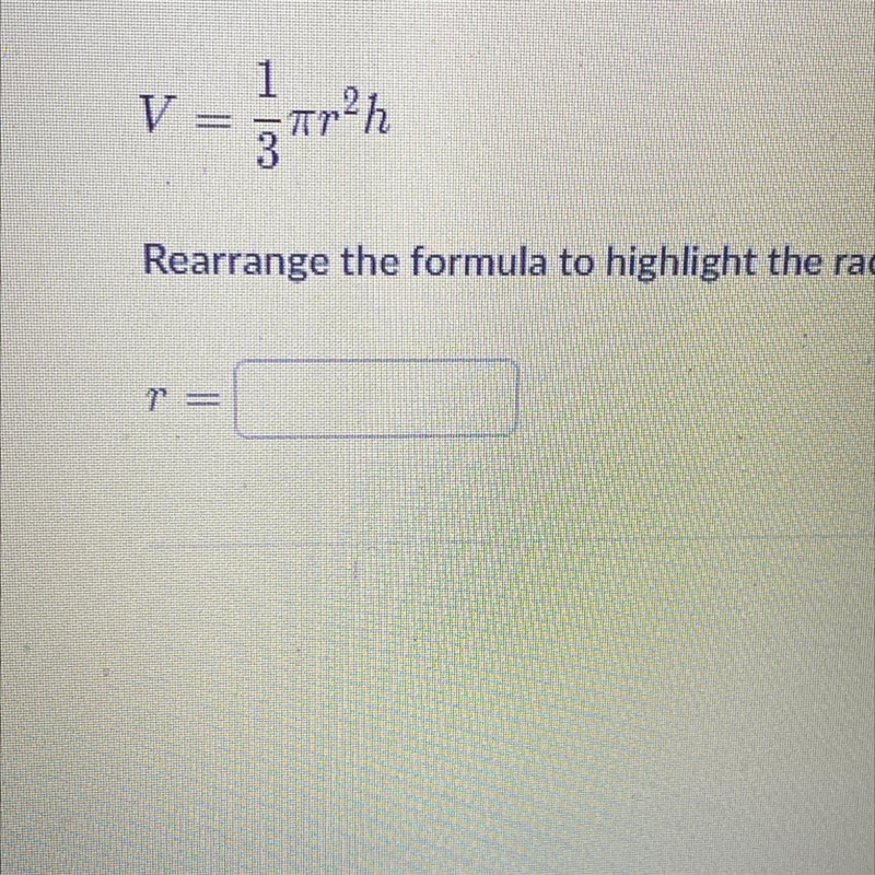 Rearrange the formula to highlight the radius-example-1