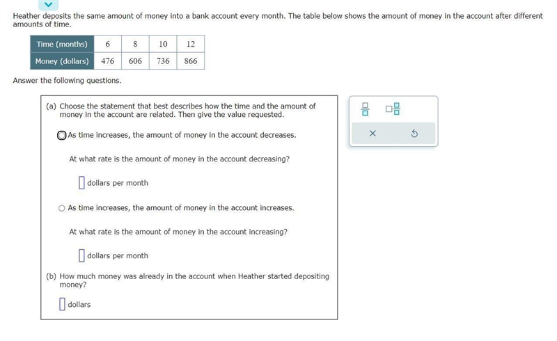 Finding the initial amount and rate of change given a table for a linear function-example-1