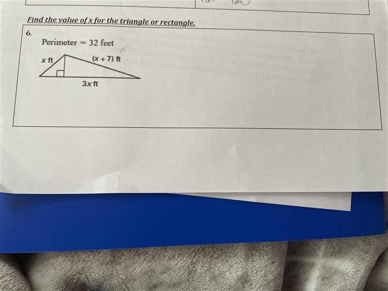 Find the value of x for the triangle or rectangle-example-1