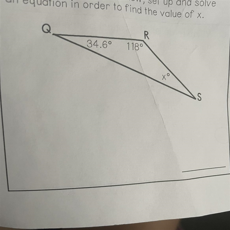 11. Using the triangle below, set up and solve an equation in order to find the value-example-1