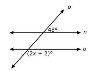 Lines n and o are parallel and are cut by the transversal p. What is the value of-example-1