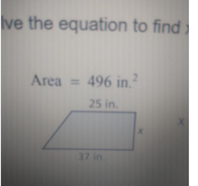 Area = 496 in.? 25 in. X X 37 in.-example-1