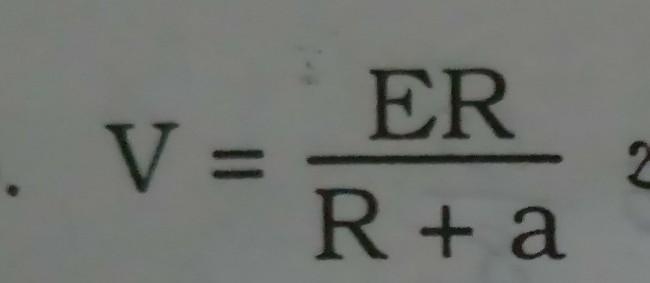 v = (er)/(r + a) Find R in image​-example-1