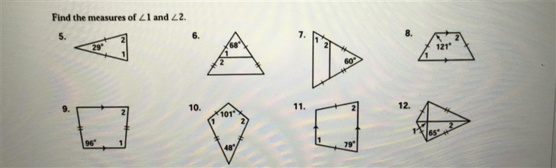 Find the measures of angle 1 and angle 2-example-1