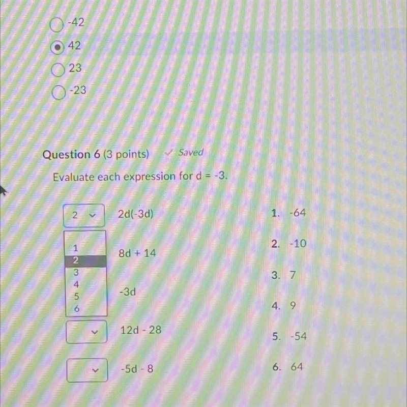 Evaluate each expression for d=3-example-1