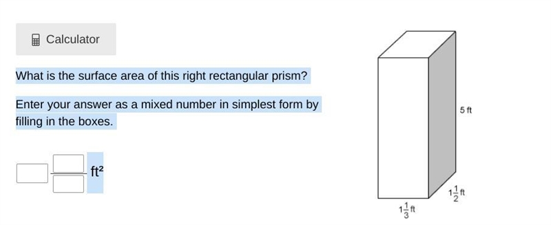 What is the surface area of this right rectangular prism? Enter your answer as a mixed-example-1