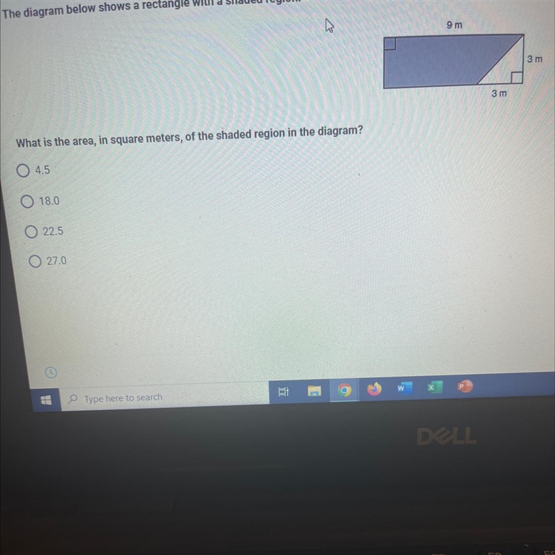 The diagram below shows a rectangle with a shaded region. What is the area, in square-example-1