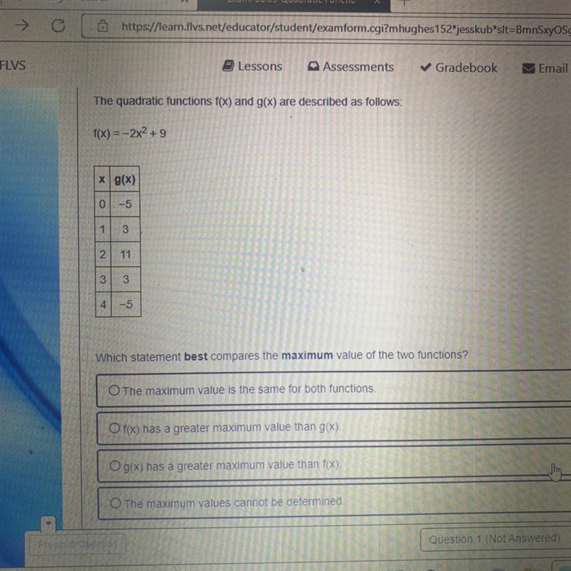 PLEASE HELP ASAP DUE IN 5 MIN PLEASEEEE !!!!!! Which best compares the maximum value-example-1