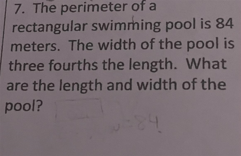 The perimeter of a rectangular swimming pool is 84 meters. The width of the pool is-example-1