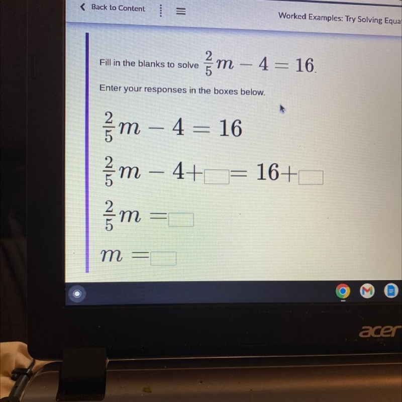 1/2 m Enter your responses in the boxes below. Fill in the blanks to solve 9|5 N|N-example-1