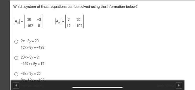 Which system of linear equations can be solved using the information below?-314.1--2014-1-22 208-192|Ax-example-1