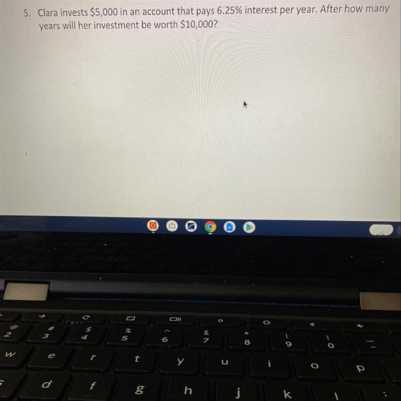 Use a table and graph to show when her investment will be worth 10,000$-example-1