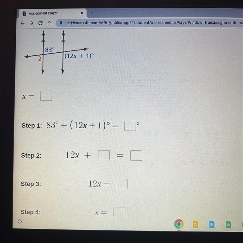 Find the value of x show your steps-example-1