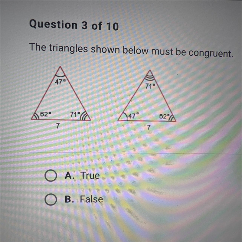 The triangles shown below must be congruent.-example-1