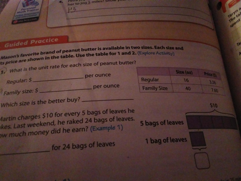 what is the unit rate for each size of peanut butter regular size $per. oz. regular-example-1