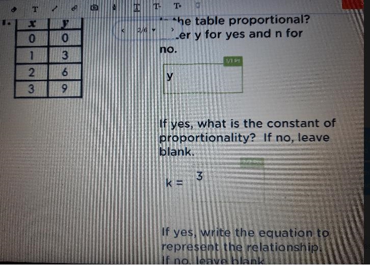 It says write the equation to represent the relationship for k=3-example-1