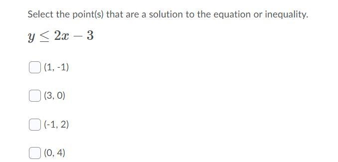 How do I find the point(s) that are a solution to the equation or inequality?-example-1