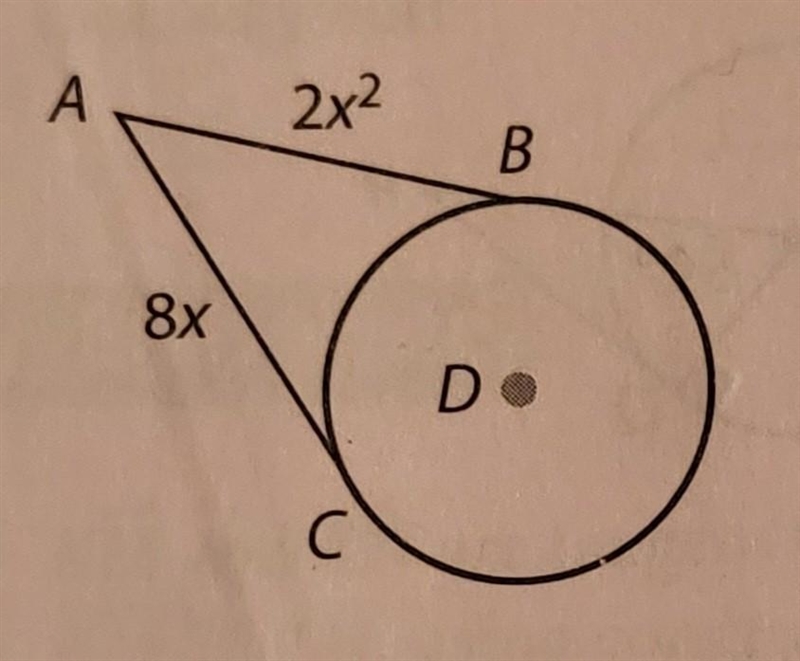 The segments in each figure are tangent to the circle at the points shown. Find each-example-1