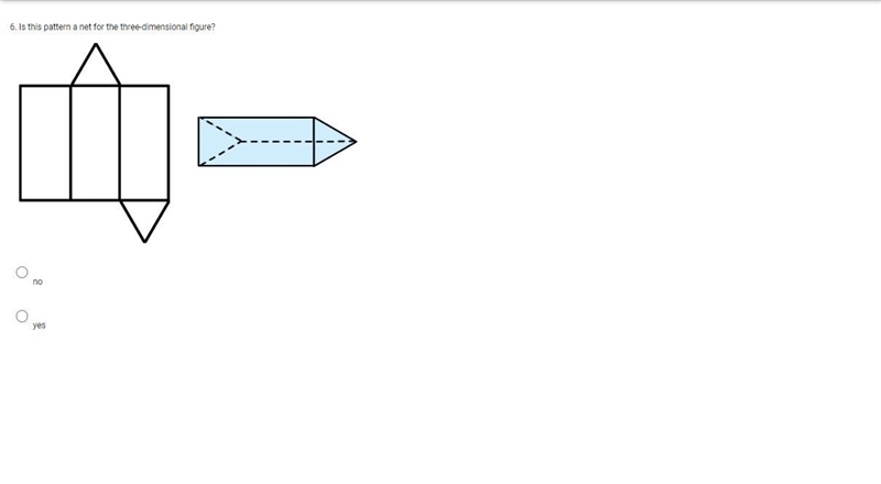 Is this pattern a net for the three-dimensional figure? no yes-example-1