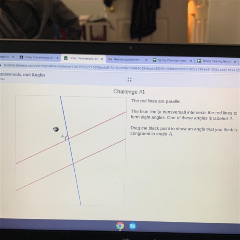 What angle looks like congruent to angle A-example-1