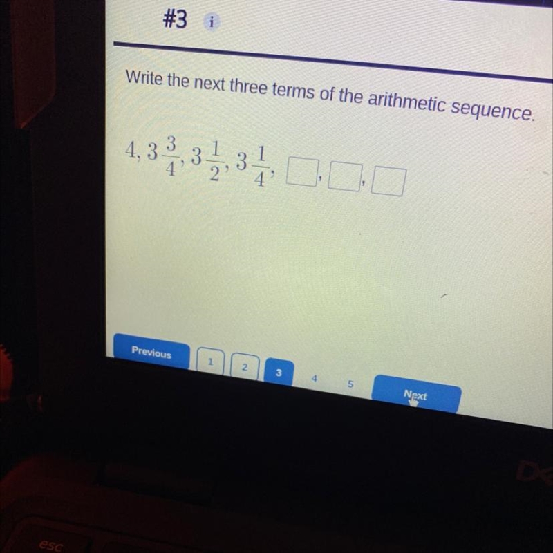 Write the next three terms of the arithmetic sequence.-example-1