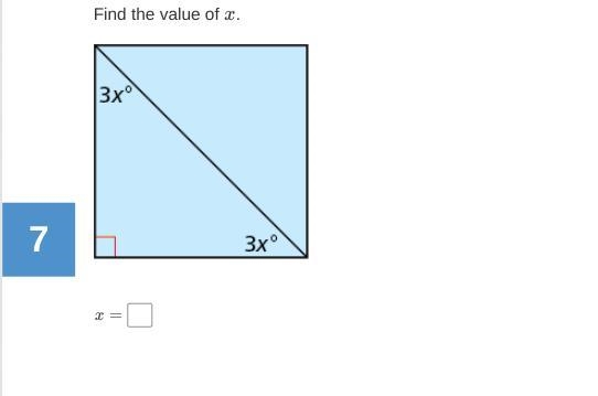 7 Question Find the value of x.-example-1