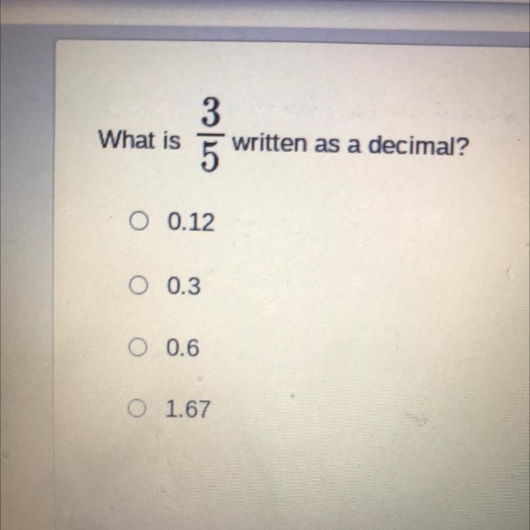 What is 3/5 written as a decimal!-example-1