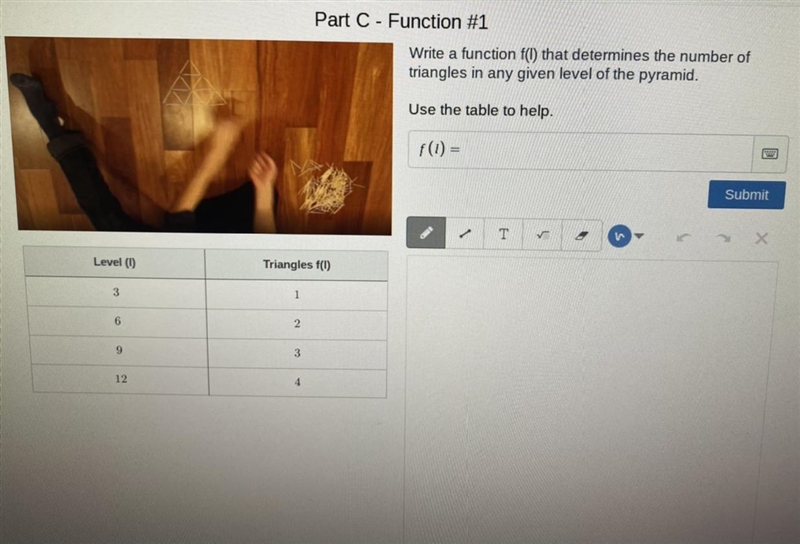 Write a function f(b) that determines the number of triangles in any given level of-example-1