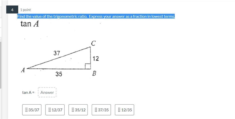 Find the value of the trigonometric ratio. Express your answer as a fraction in lowest-example-1