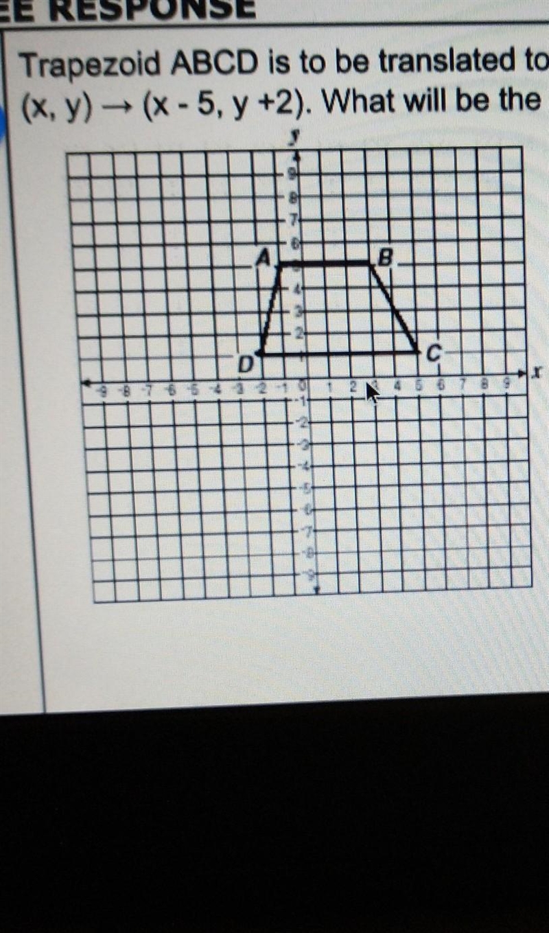 Trapezoid ABCD is to be translated to trapezoid A'B'C'D by the following rule (x,y-example-1