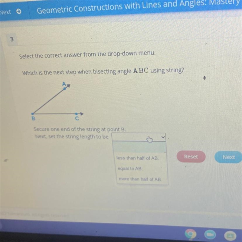 3 Select the correct answer from the drop-down menu. Which is the next step when bisecting-example-1