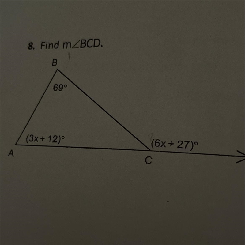 Find m angle BCD. Geometry math questions-example-1