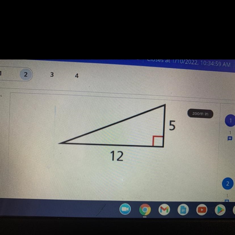 Find the length of the missing side of he triangle. Simplify the radical if necessary-example-1