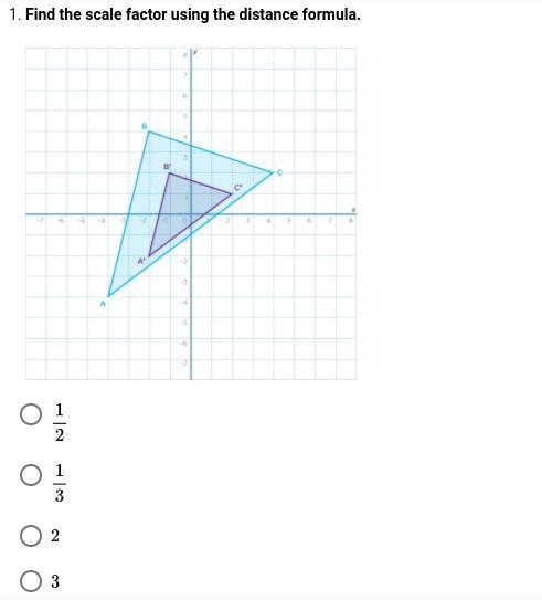 Find the scale factor using the distance formula.-example-1