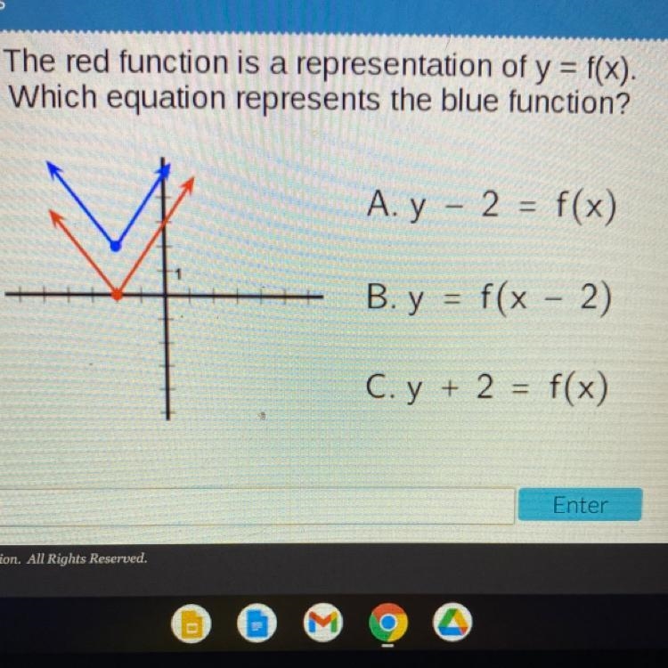 The red function is a representation of y=f(x) which equation represents the blue-example-1